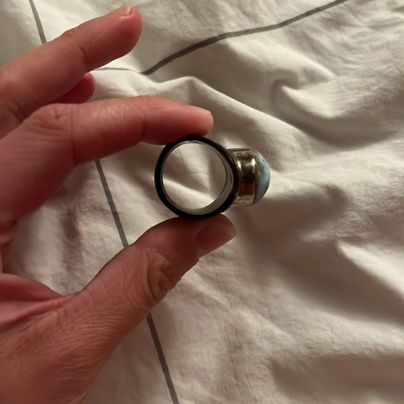 LARIMAR GEMSTONE and STERLING SILVER ring from D.R., approx size 7.5 - Picture 4 of 4